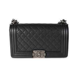 Chanel Black Quilted Leather Old Medium Boy Bag